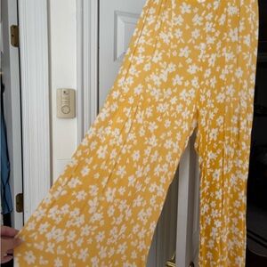 Kendall & Kylie Yellow Floral Wide Leg Pants